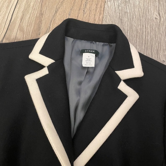 JCrew Lexington Women’s Blazer Black White Trim 100% Wool - Size 6 - Picture 6 of 9